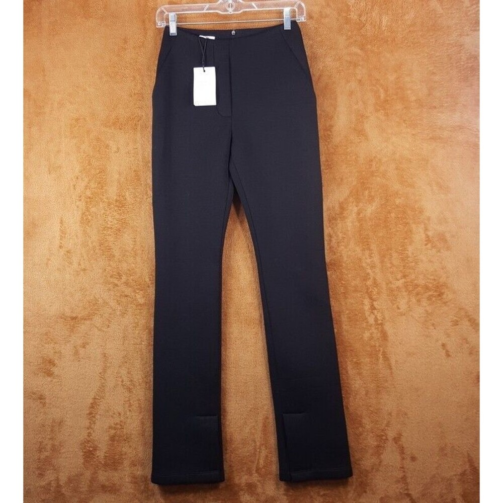 BEAUFILLE Pants Womens Size 0 Black Straight Leg Ankle Slit ALCOTT Trouser